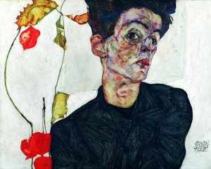 Selbstbildnis mit Lampionfrüchten, Egon Schiele 1912